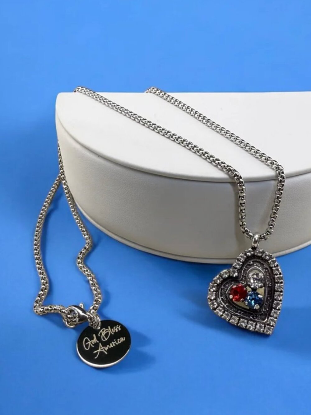 Freedom's Heart 3-Crystal Rhinestone Pendant Necklace
